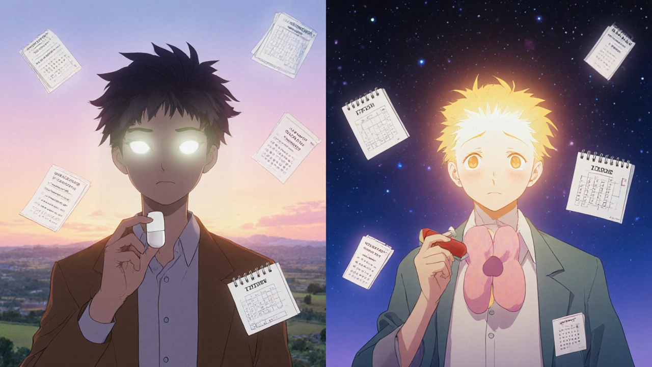 Two parallel paths showing lithium use with and without thyroid support