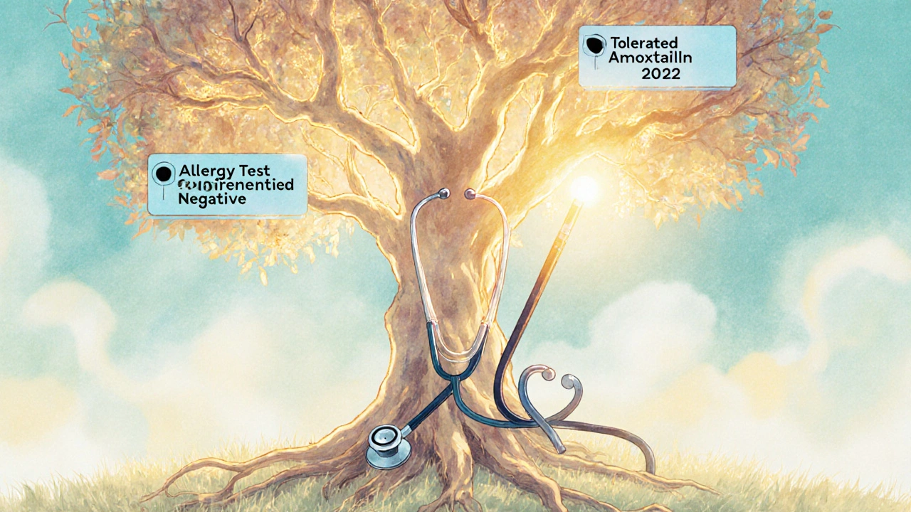 Medical chart transforms into a glowing tree with new healthy branches replacing old allergy roots.