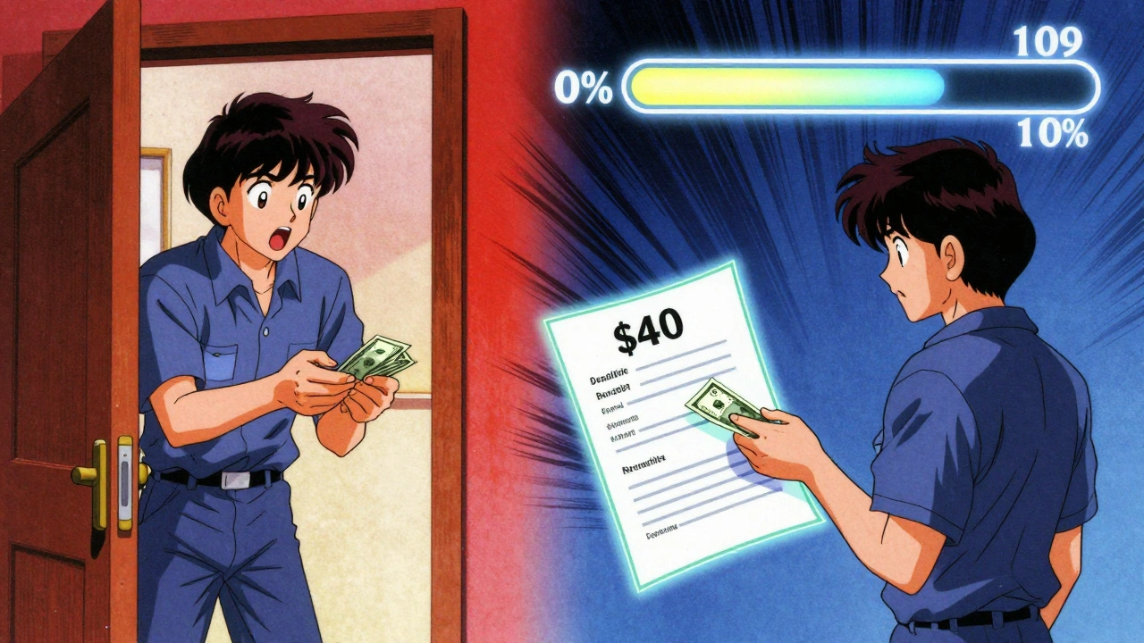 Split scene showing high therapy payment transforming into lower copay after deductible is met.